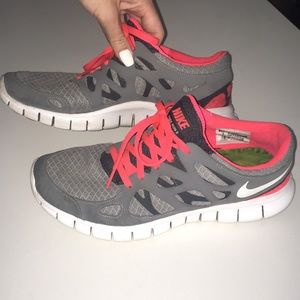Grey and Bright Pink Nike sneakers